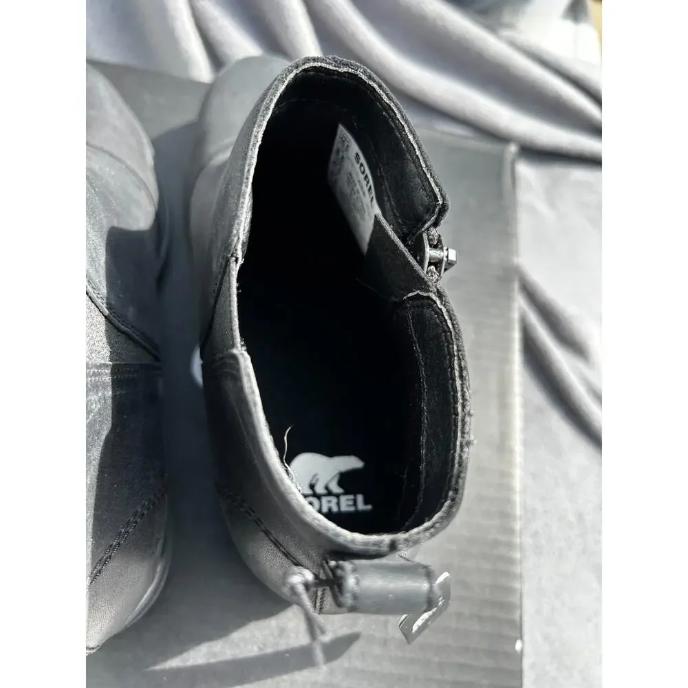 Sorel Evie II Chelsea Wedge Boots Womens 10.5 Black Leather Suede Waterproof NIB - Picture 4 of 9
